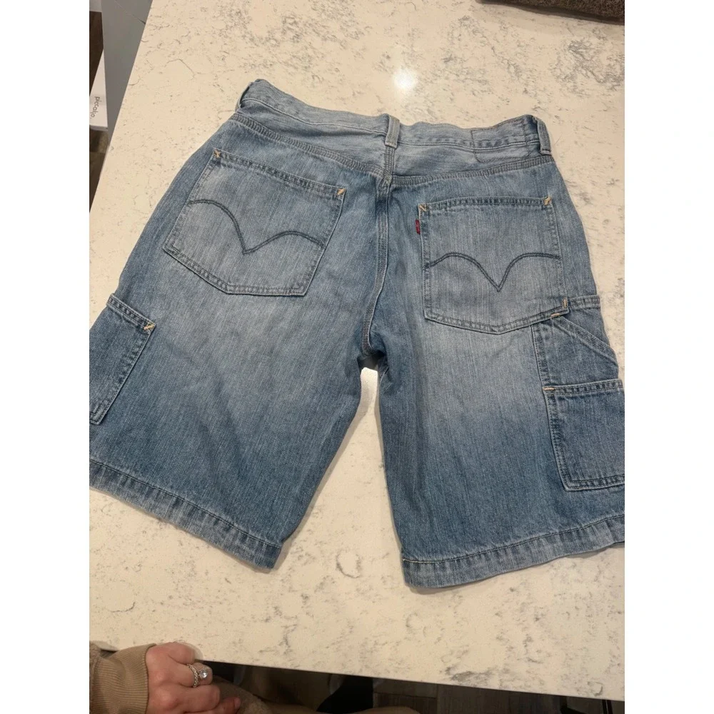Levis Carpenter Denim Shorts Light Wash Baggy Skater Utility short W32 10 Inseam